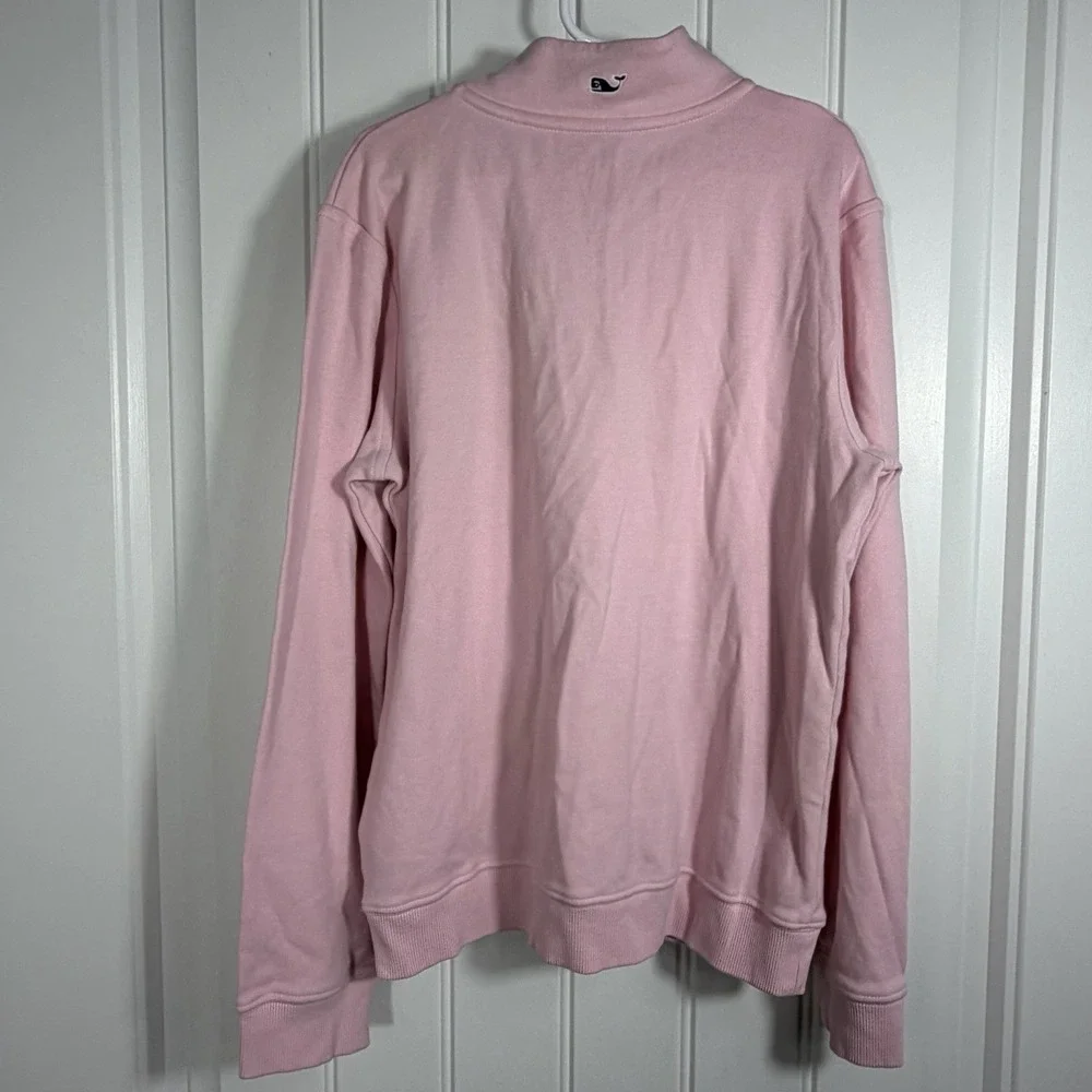 Vineyard Vines Girls Pink 1/4 Zip Pullover Sweatshirt Whale Logo Size M 10-12